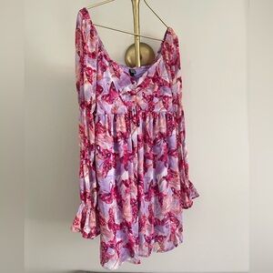 Wild Fable feminine pastel butterfly print  Fairycore mini dress size L